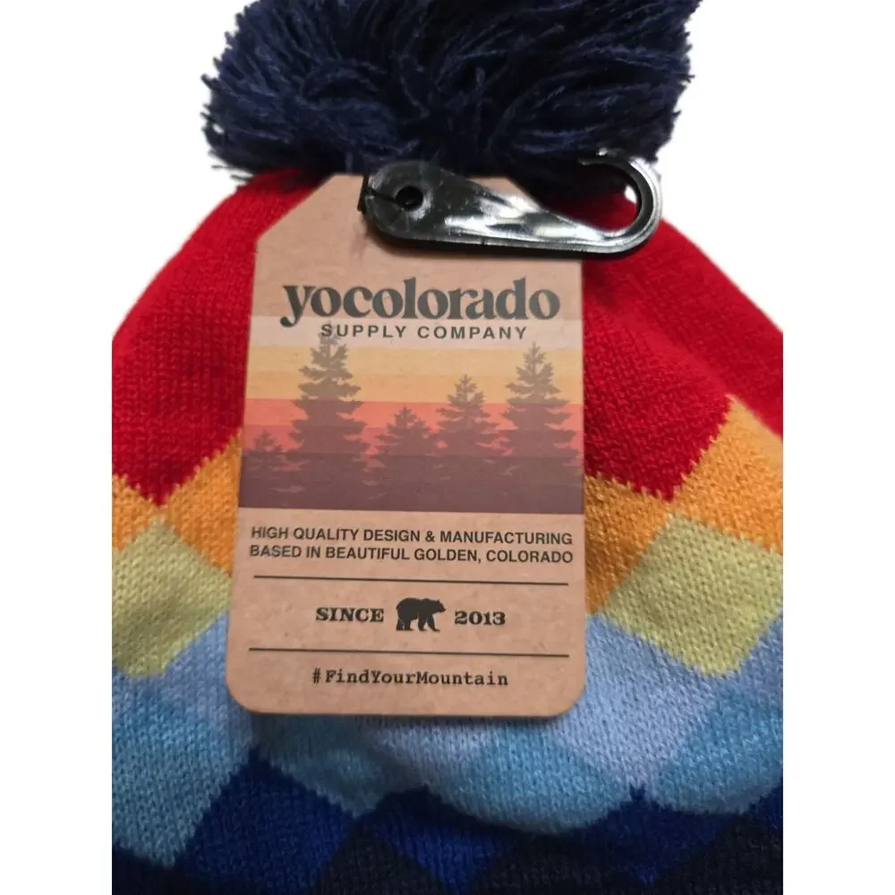 YoColorado‎ Argyle Rainbow Chevron Beanie Touk New